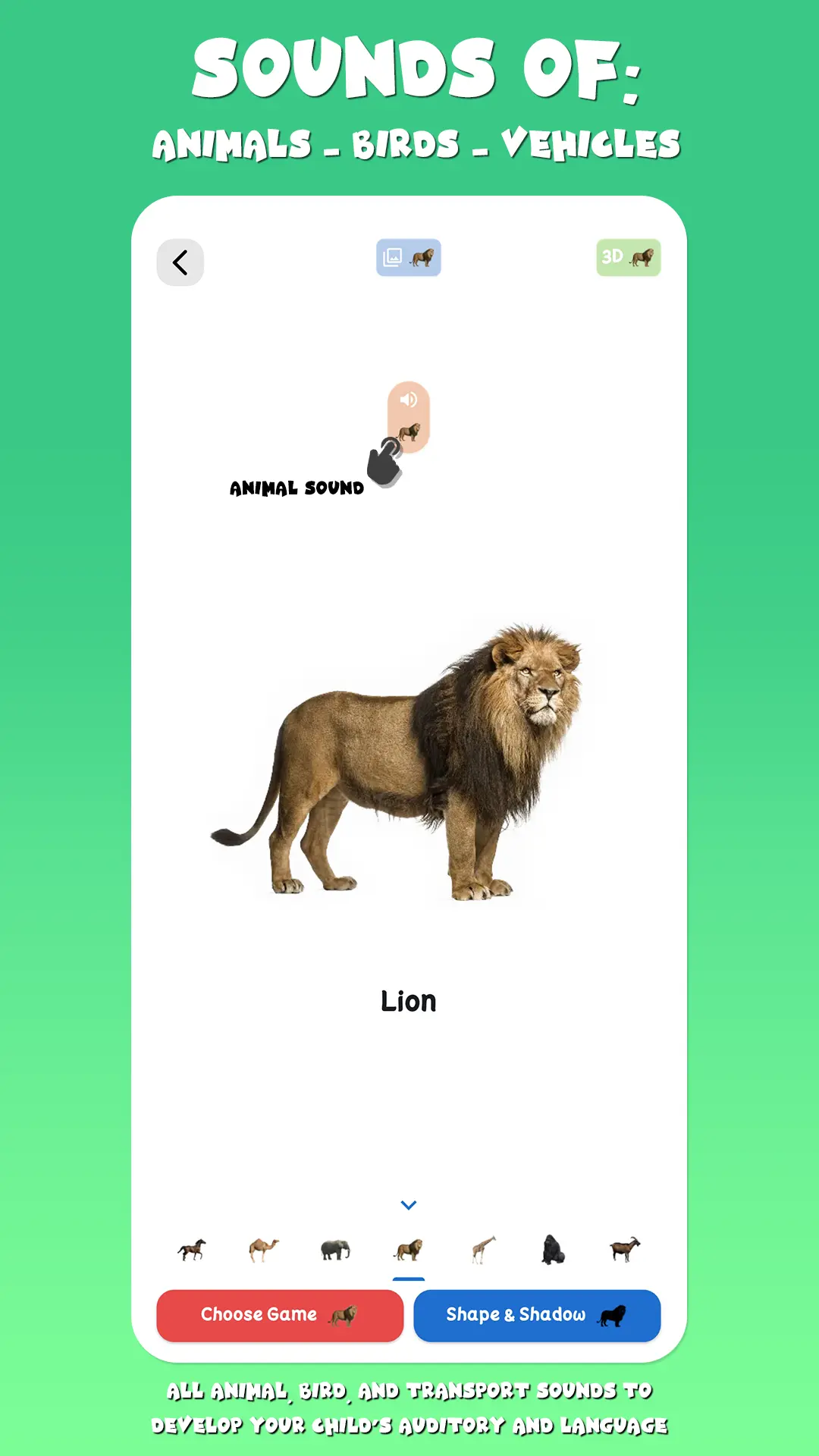 My Words App Screenshot - Teach animals and birds sounds for kids